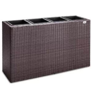 Poly Rattan Planter Brown 95x27x60cm
