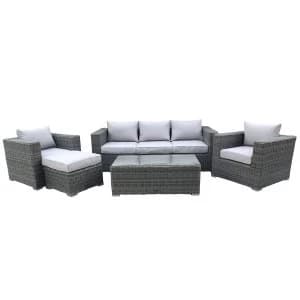 Charles Bentley 5-Seater Rattan Garden Furniture Set with Footstool