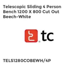 TC Group Telescopic Sliding 4 Person Bench 1200 x 800 Cut Out Beech-White