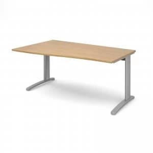 TR10 Left Hand Wave Desk 1600mm - Silver Frame Oak Top