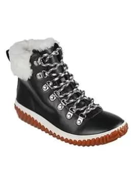 Skechers Jagged Pond Fuax Fur Cuff Duck Boots, Black, Size 4, Women