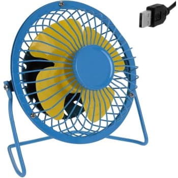 Deuba - USB Ventilator Table Mini Fan Tilt Office PC Computer Metal Portable Laptop Desk Blue