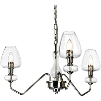 Elstead - Armand 3 Light Pendant, Polished Nickel, Glass Shade