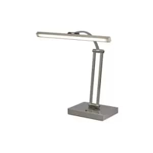 Luminosa Lighting - Luminosa 1 Arm Table Lamp. 1 x 6W LED, 3000K, 470lm, Satin Nickel, 3yrs Warranty