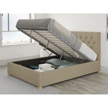 Olivier Ottoman Upholstered Bed, Eire Linen, Natural - Ottoman Bed Size King (150x200)