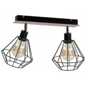 Keter Atwood Twin Ceiling Spotlight Black, Wood, 53cm, 2x E27