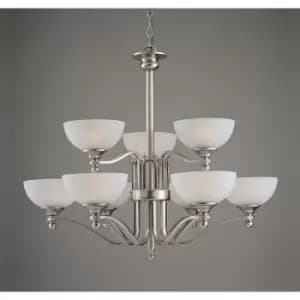 Impex Texas 9 Light Satin Nickel White Alabaster