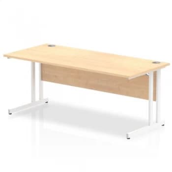 Trexus Rectangular Desk White Cantilever Leg 1800x800mm Maple Ref