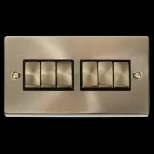Click Scolmore Deco Ingot 6 Gang 10AX 2 Way Plate Switch - VPAB416BK