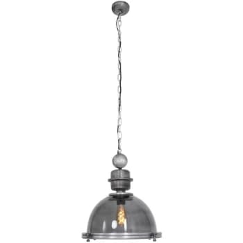 Sienna Lighting - Sienna Tough Guy Dome Pendant Ceiling Lights Transparent Grey, Glass Matt, Metal