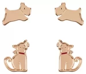 Radley RYJ1280S Cat and Dog Stud Earrings Rose Jewellery