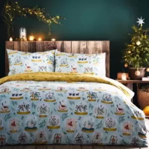 Twelve Days of Christmas Festive Duvet Cover Set Blue / King