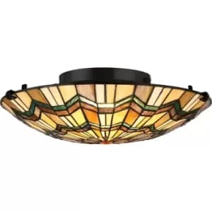 2 Bulb Flush Light Low Ceiling Valiant Bronze LED E27 60W Bulb