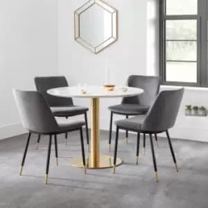Palermo Round Dining Set with 4 Delaunay Chairs Grey