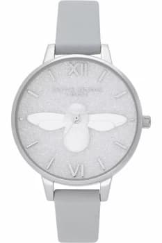 Olivia Burton 3D Bee, Eco Light Grey & Silver Watch OB16GD52