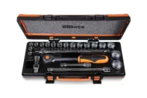 Beta Tools 920A/C17HR 22pc 1/2" D Reversible Ratchet, Socket & Accessory Set
