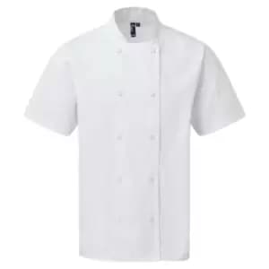 Premier Unisex Adult Coolchecker Short-Sleeved Chef Jacket (L) (White)