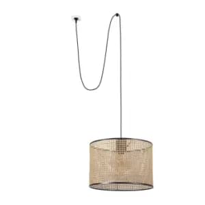 Mambo Black, Rattan Cylindrical Pendant Lamp Ø450 With Plug