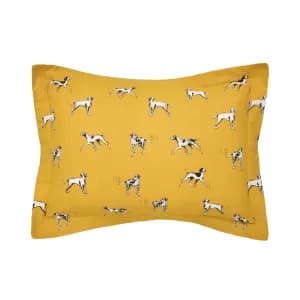 Joules Sketchy Dogs 100% Brushed Cotton Duvet Cover Set Antique Gold