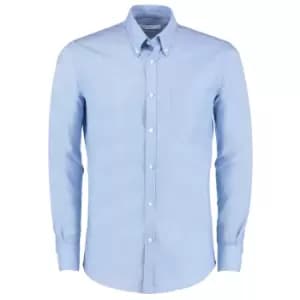 Kustom Kit Mens Slim Fit Stretch Long Sleeve Oxford Shirt (14in) (Light Blue)