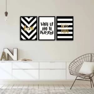 3PSCT-09 Multicolor Decorative Framed MDF Painting (3 Pieces)