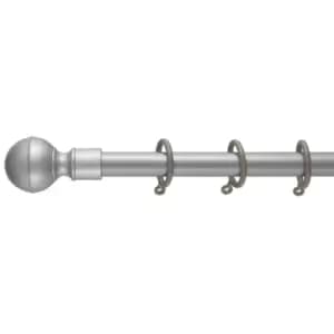 16/19mm Satin Steel Ball Finial Curtain Pole 70 - 120 Cm