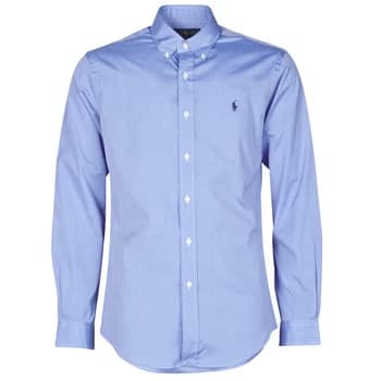 Polo Ralph Lauren CHEMISE AJUSTEE EN POPLINE DE COTON COL BOUTONNE LOGO PONY PLAY mens Long sleeved Shirt in Blue - Sizes EU XXL,EU M,EU L,EU XS