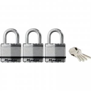 Masterlock Excell Laminated Steel Padlock Pack of 3 Keyed Alike 45mm Standard