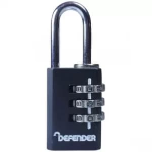 Defender DFCOMBI20 Black Die-Cast Combination Padlock 20mm