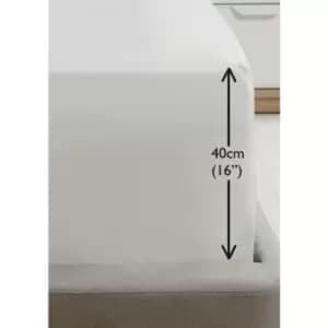 Rapport Luxury Super Soft Percale Plain 16 Deep Fitted Sheet Single White Fitted Sheet - White
