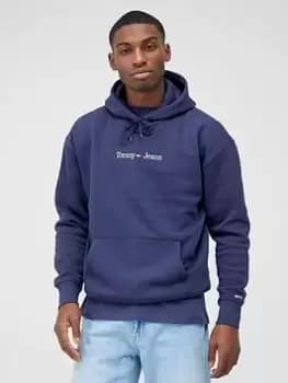 Tommy Jeans Tjm Reg Linear Overhead Hoodie - Twilight Navy, Twilight Navy Size M Men