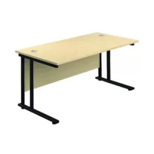 Jemini Rectangular Double Upright Cantilever Desk 1800x800x730mm Maple/Black KF820284