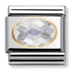 Nomination CLASSIC Gold Oval Faceted Cubic Zirconia White Charm...
