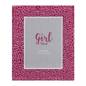 5" x 7" - Girl Talk Glass Pink Leopard Print Photo Frame