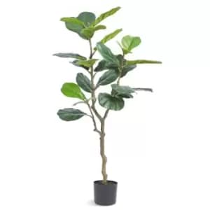 VEVOR Artificial Fiddle Leaf Fig Tree, 4 FT, Secure PE Material & Anti-Tip Tilt Protection Low-Maintenance Faux Plant, Lifelike Green Fake Potted Tree