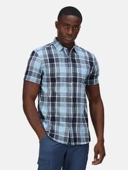 Regatta Deakin Checked Short Sleeve Shirt - Blue Size L, Men