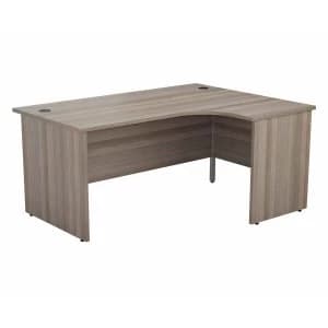 TC Office Right Hand Crescent Desk with Panel End Legs 1600 x 1200mm, Grey Oak Effect