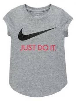 Nike Sportswear Younger Girls Swoosh Jdi T-Shirt, Grey Heather, Size 3-4 Years, Women