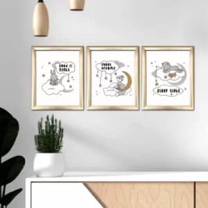 3ACT-001 Multicolor Decorative Framed MDF Painting (3 Pieces)