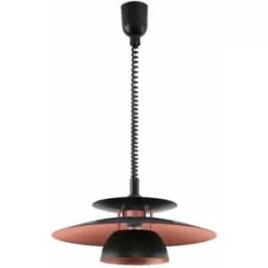 Pendant Light Height Adjustable Colour Black Shade Black Copper Bulb E27 1x60W