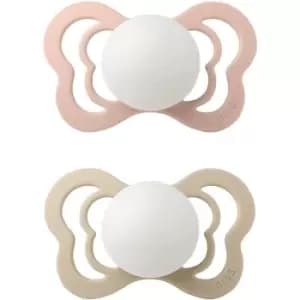 BIBS Couture Glow Silicone Size 1: 0+ months dummy Blush / Vanilla 2 pc