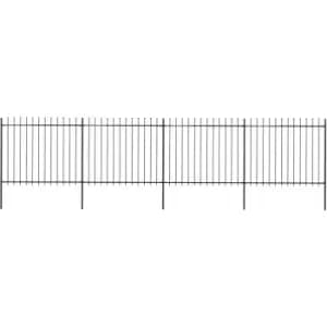 Garden Fence with Spear Top Steel 6.8x1.5 m Black vidaXL - Black