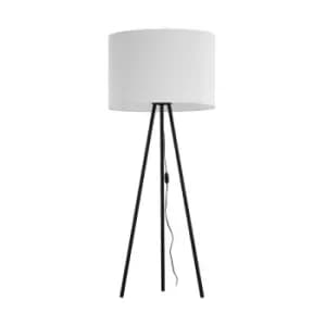 Nallu Tripod Floor Lamp, Black, White, 1x E27 60W