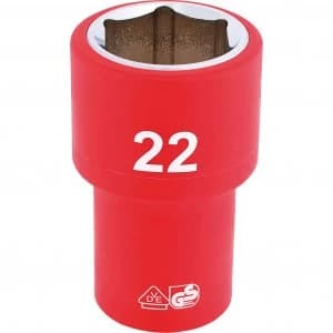 Draper 1/2" Drive VDE Fully Insulated Hexagon Socket Metric 1/2" 22mm