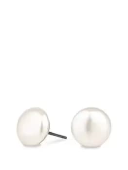 Jon Richard Jon Richard 10Mm Button Created Pearl Stud Earring, White, Women