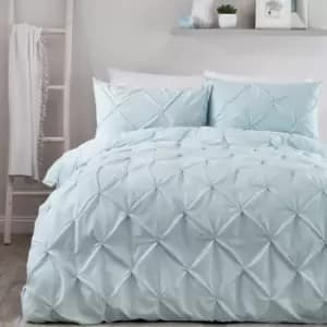Serene Lara Ruched Easy Care Duvet Cover Set, Duck Egg, King