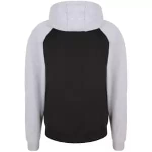 AWDis Just Hoods Mens Baseball Zoodie (L) (Jet Black/Heather Grey)