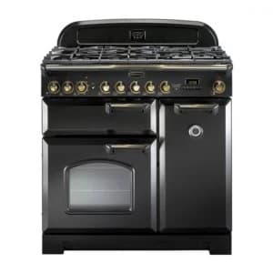 Rangemaster CDL90DFFBLB Classic Deluxe 90cm Dual Fuel Range Cooker Black-Brass