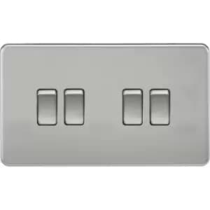 MLA Knightsbridge 10AX 4 Gang 2-Way Switch Brushed Chrome - SF4100BC