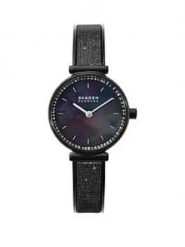 Skagen Annalie Black Mother Of Pearl 25Mm Dial Black Stainless Steel Glitz Mesh Strap Ladies Watch